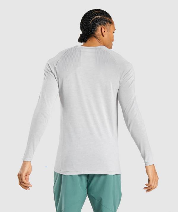 Panske Mikiny Gymshark Retake Seamless Long Sleeve Svetlo Siva / Siva | XO6201548